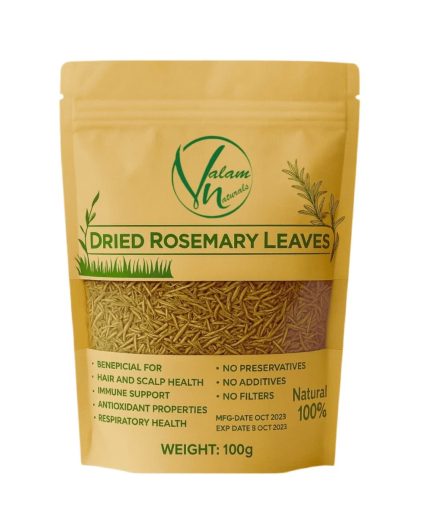Valam Naturals Dried Rosemary Leaves 100g – 100% Natural, Preservative-Free Herb for Cooking, Hair & Scalp Care, and Immune Support